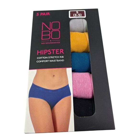 No Boundaries Cotton Stretch Ribbed 5-Pack Hipster NOBO Panties – Size Small - Picture 5 of 8